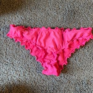 Neon pink cinched bikini bottoms